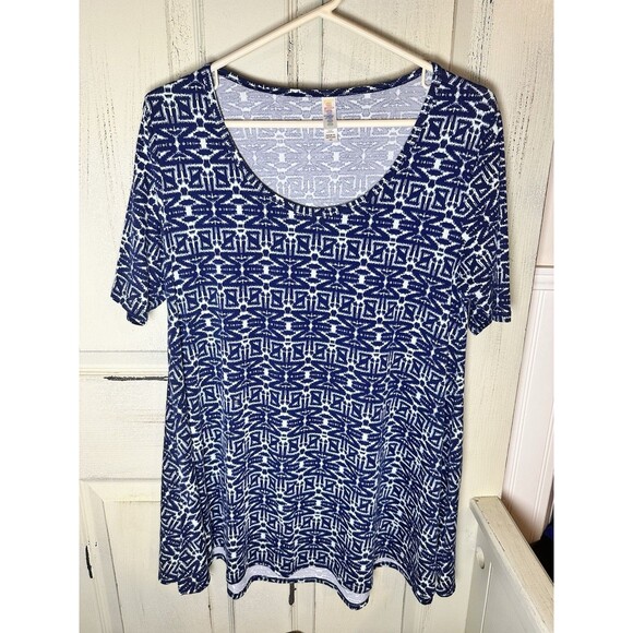 Lularoe Perfect T Sz XS Navy Aztec Design  Geometric - Picture 1 of 7